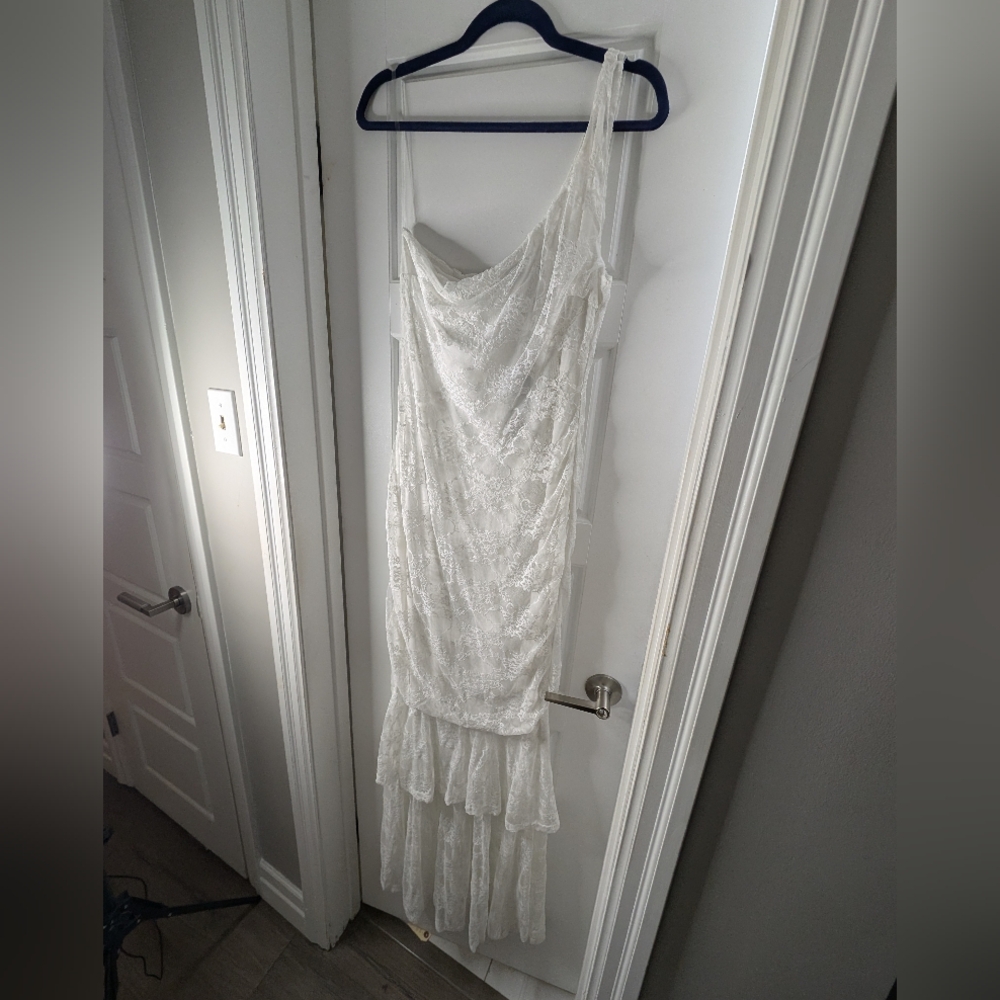 Fashion Nova White One-Shoulder Dress